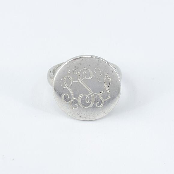 Sterling Silver Monogram Signet Ring | Size 6 | Vintage | Personalized Engraved - Picture 2 of 9